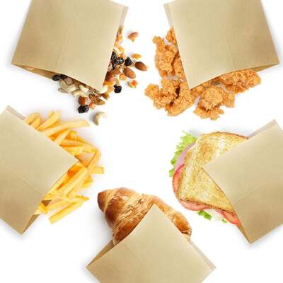 Custom Triangular Kraft Paper Bags, Eco-Friendly Disposable Bags for Snacks & Baked Goods