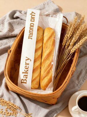 Customized Window Flat Satchel Kraft Paper Bag With Clear  Window Use For Bakery Bag Bread Bag Food Bag