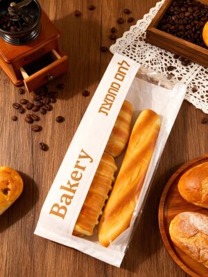 Customized Window Flat Satchel Kraft Paper Bag With Clear  Window Use For Bakery Bag Bread Bag Food Bag