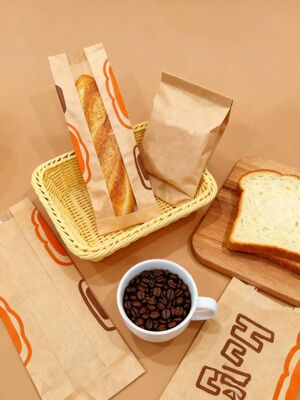 Window Flat Satchel Bag kraft bread bags with transparent window designed for bakery packaging and sustainable recycling
