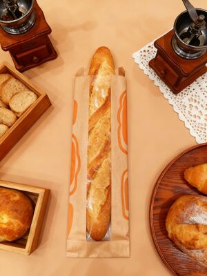 Window Flat Satchel Bag kraft bread bags with transparent window designed for bakery packaging and sustainable recycling