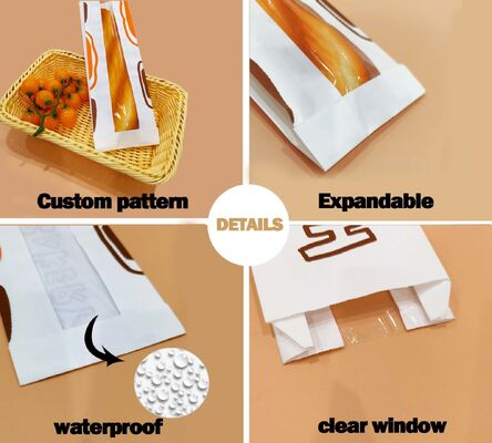 Window Flat Satchel Bag kraft bread bags with transparent window designed for bakery packaging and sustainable recycling