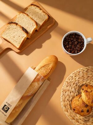 Micro Perforated Flat Satchel Kraft Paper Bag With Clear  Window Fresh And Breathable Bakery Bag Bread Bag Food Bag