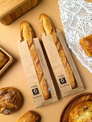 Micro Perforated Flat Satchel Kraft Paper Bag With Clear  Window Fresh And Breathable Bakery Bag Bread Bag Food Bag