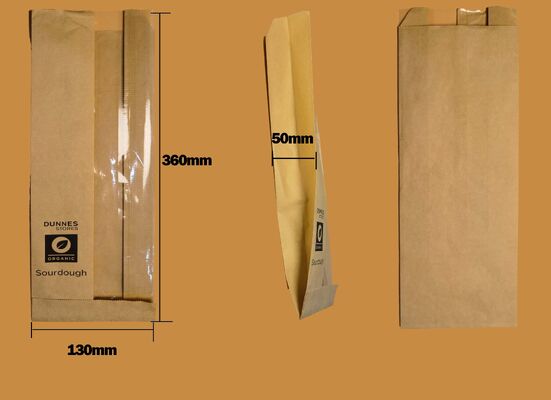 Micro Perforated Flat Satchel Kraft Paper Bag With Clear  Window Fresh And Breathable Bakery Bag Bread Bag Food Bag