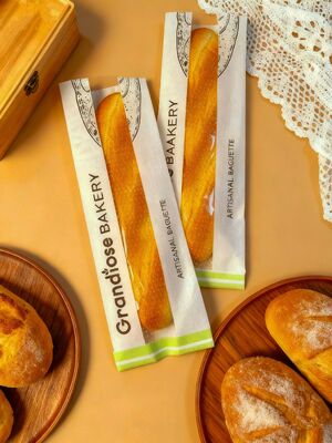 Micro Perforated Flat Satchel Kraft Paper Bag With Clear  Window Fresh And Breathable Bakery Bag Bread Bag Food Bag