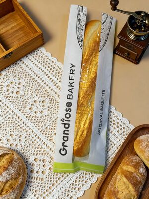 Micro Perforated Flat Satchel Kraft Paper Bag With Clear  Window Fresh And Breathable Bakery Bag Bread Bag Food Bag