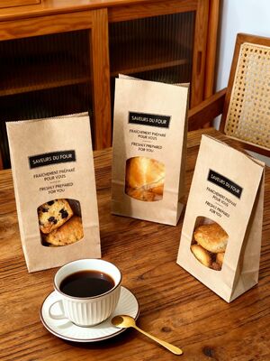 Customized Window SOS Kraft Bakery Bag Bread Bag Food Bag With Clear  Window Use For Baked Food  Tough And Good Tear  Resistance
