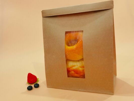 Customized Window SOS Kraft Paper Bag With Tin Tie Clear  Window Use For Baked Food  Tough And Good Tear  Resistance Loading Heavier Items Bakery Bag Bread Bag Food Bag