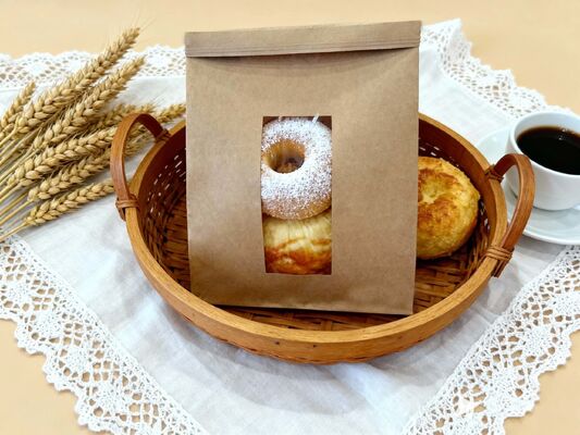 Customized Window SOS Kraft Paper Bag With Tin Tie Clear  Window Use For Baked Food  Tough And Good Tear  Resistance Loading Heavier Items Bakery Bag Bread Bag Food Bag