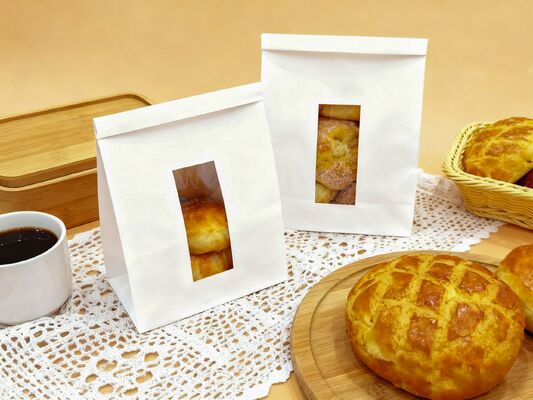 Customized Window SOS Kraft Paper Bag With Tin Tie Clear  Window Use For Baked Food  Tough And Good Tear  Resistance Loading Heavier Items Bakery Bag Bread Bag Food Bag