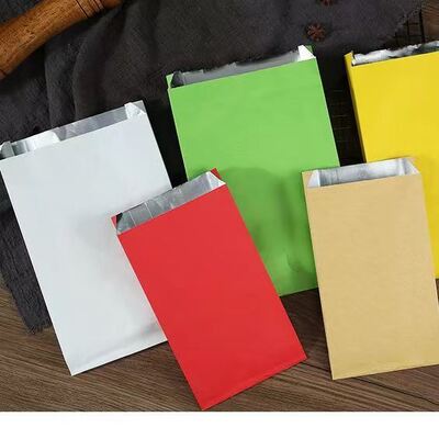 Customizable disposable greaseproof takeaway aluminum foil lined paper bag for BBQ/skewers/chicken/hot dog