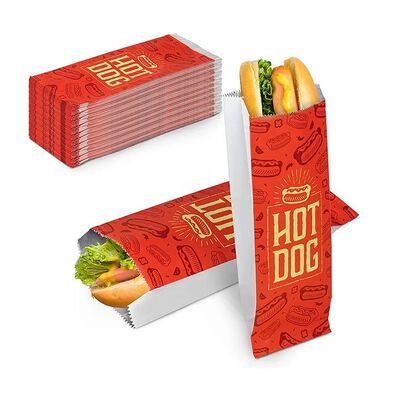 Customizable disposable greaseproof takeaway aluminum foil lined paper bag for BBQ/skewers/chicken/hot dog