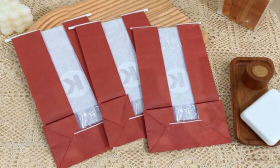 Customized Window SOS Kraft Paper Bag Stand Pouch With Tie Use For Baked Food