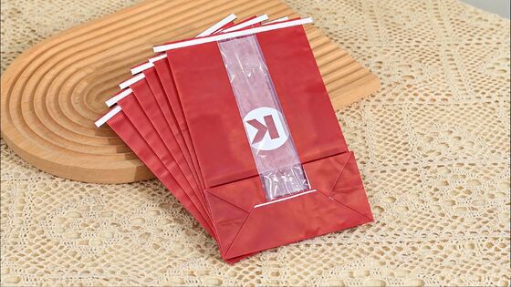 Customized Window SOS Kraft Paper Bag Stand Pouch With Tie Use For Baked Food