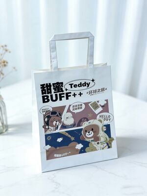 Recyclable Shopping Food Delivery Brown Craft Paper Bag Take Away Grocery Kraft Paper Carrier Bags with  Flat Handle