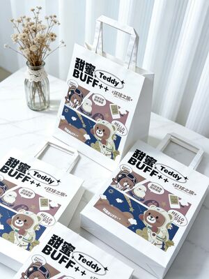 Recyclable Shopping Food Delivery Brown Craft Paper Bag Take Away Grocery Kraft Paper Carrier Bags with  Flat Handle