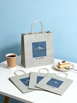 Custom Disposable Kraft Paper  Twisted  handle  Bag Printing MOQ 50000 Pieces Take Away Bag