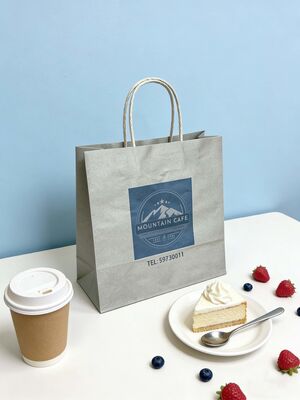 Custom Disposable Kraft Paper  Twisted  handle  Bag Printing MOQ 50000 Pieces Take Away Bag