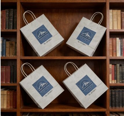 Custom Disposable Kraft Paper  Twisted  handle  Bag Printing MOQ 50000 Pieces Take Away Bag