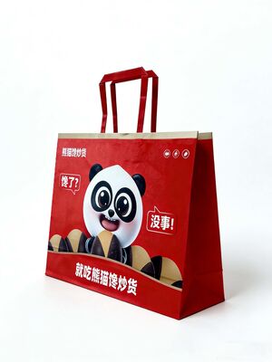 Custom Disposable Kraft Paper Twisted  Handle  Bag Printing MOQ 50000 Pieces