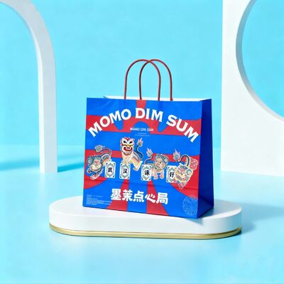 Custom Disposable Kraft Paper  twisted  handle  Bag Printing MOQ 50000 Pieces Take Away Bag