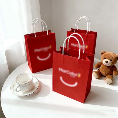 Custom Disposable Kraft Paper  twisted  handle  Bag Printing Take Away Bag