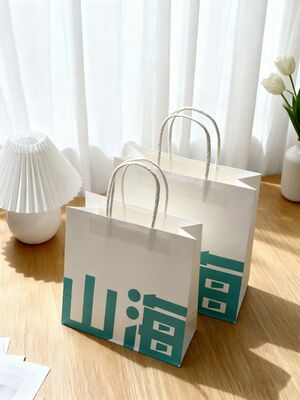 Custom Recyclable Disposable Kraft Paper Twisted Handle  Bag Printing Take Away Bag