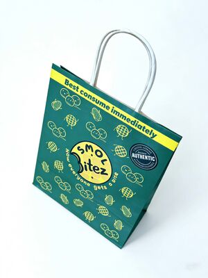 Custom Recyclable Disposable Kraft Paper Twisted Handle  Bag Printing for Shopping Bakery