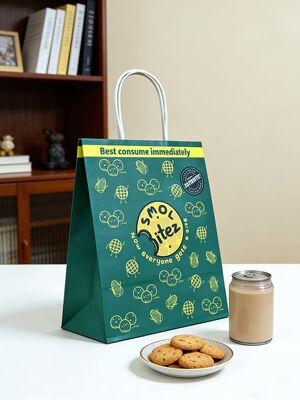 Custom Recyclable Disposable Kraft Paper Twisted Handle  Bag Printing for Shopping Bakery