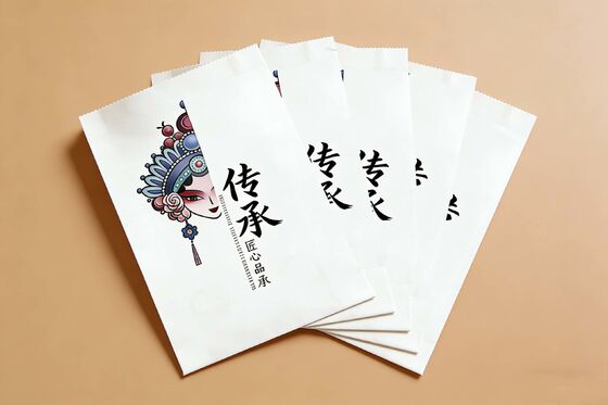 Customized Flat Satchel Kraft Paper  Bread Bakery Food Bag