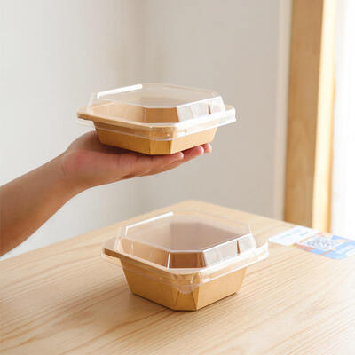 Eco-friendly Custom Printed Disposable Kraft Paper Food Container With Paper Lid