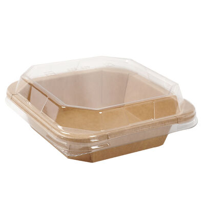 Eco-friendly Custom Printed Disposable Kraft Paper Food Container With Paper Lid