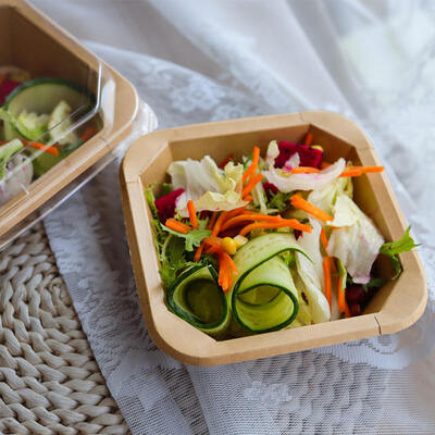 Eco-friendly Custom Printed Disposable Kraft Paper Food Container With Paper Lid
