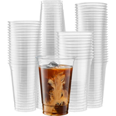Custom Logo Printed  Clear PET Transparent Cups Plastic Smoothies Cold Coffee and Ice Drinking Cup