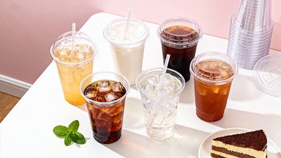 Disposable Custom Logo Printed Cold Coffee Cup  Plastic Cups with Sip Lids