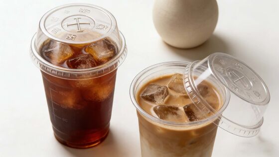 Disposable Custom Logo Printed Cold Coffee Cup PET Plastic Cups with High Lids