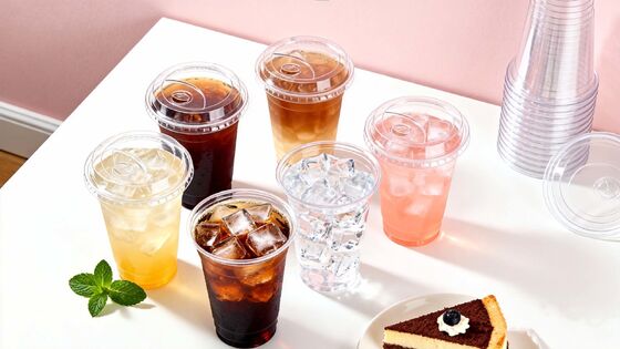 Disposable Custom Logo Printed Cold Coffee Cup PET Plastic Cups with High Lids