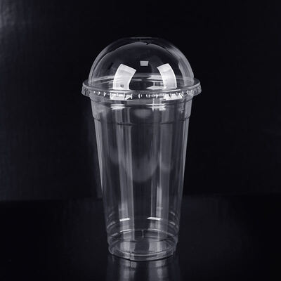 Disposable Custom Logo Printed Cold Coffee PET Plastic Cup Cups with Dome Lids