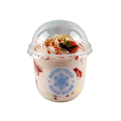 Disposable Custom Logo Printed Dessert Cup PET Plastic Cups with Dome Lids