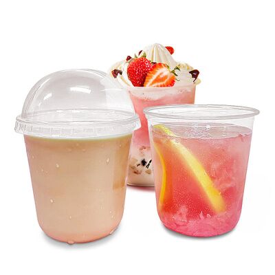 Disposable Custom Logo Printed Dessert Cup PET Plastic Cups with Dome Lids