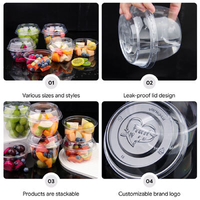 Disposable Custom Logo Dessert Cup PET Plastic Cups with Dome Lids