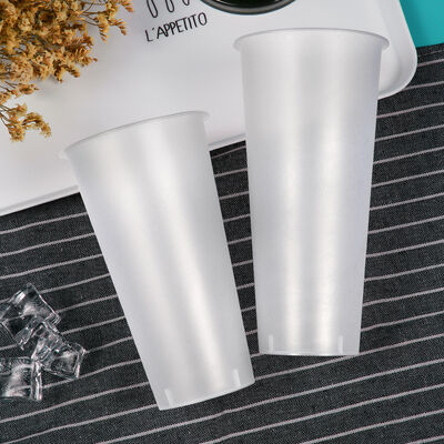 Custom Logo Disposable Plastic Cups Clear Single Wall Frosted Cups for Juice Milk Tea Drinks