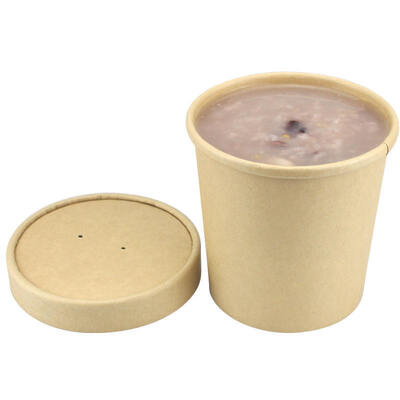 Custom Food Grade Kraft Paper Salad Bowl with Paper Lids