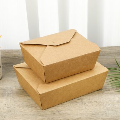 Customized Kraft Paper Lunch Box Food Grade Takeaway Square Bowl