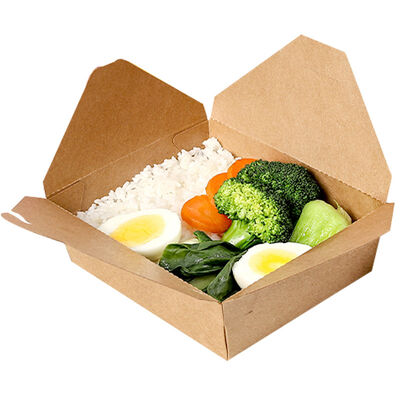 Customized Kraft Paper Lunch Box Food Grade Takeaway Square Bowl