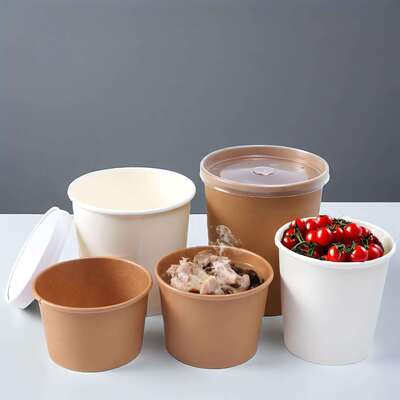 Customized Multi-Size Disposable Paper Food Buckets with Lids – Waterproof, Oil-Proof, Heat-Resistant for Soup, Meal Prep & Takeout