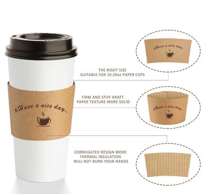 Custom Disposable Kraft Coffee Cup Sleeve Kpop Inspired Corrugated Paper for Hot Drinks Like Tea Milk Craft Paper