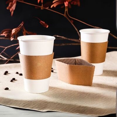 Custom Disposable Kraft Coffee Cup Sleeve Kpop Inspired Corrugated Paper for Hot Drinks Like Tea Milk Craft Paper