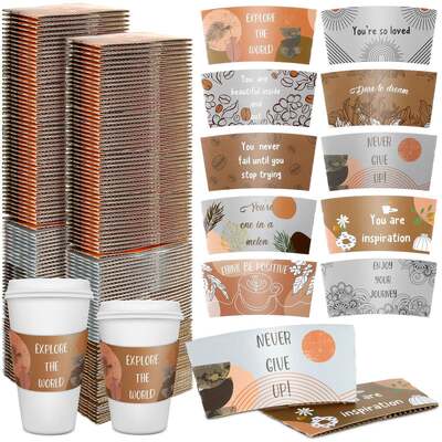 Custom Disposable Kraft Coffee Cup Sleeve Kpop Inspired Corrugated Paper for Hot Drinks Like Tea Milk Craft Paper